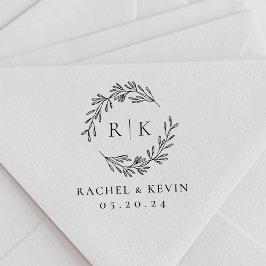 Elegant Wreath Wedding Initial Monogram Permastempel