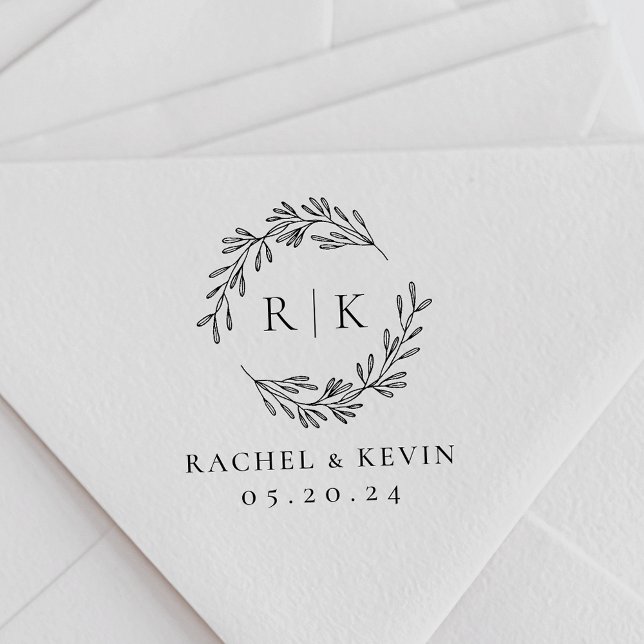 Elegant Wreath Wedding Initial Monogram Permastempel (Von Creator hochgeladen)