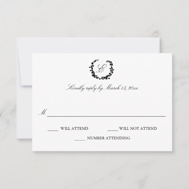 Elegant Wreath Wedding RSVP Karte (Vorderseite)