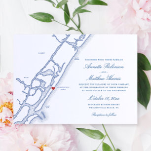 Elegant Wrightsville Beach NC Map Wedding Einladung