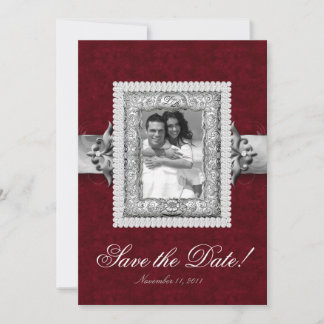 Elegant Xmas Save the Date Foto Card Juwelen Red