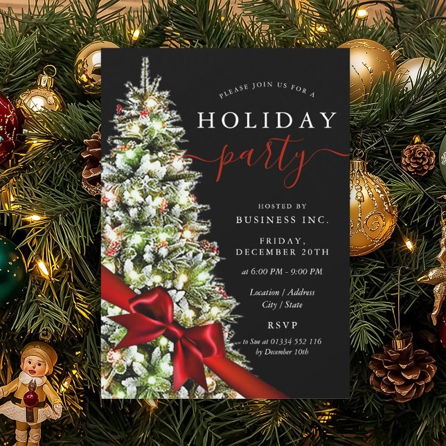 Elegant Xmas Tree Bow Corporate Holiday Party  Einladung (Elegant Xmas Tree Bow Corporate Holiday Party Invitation)