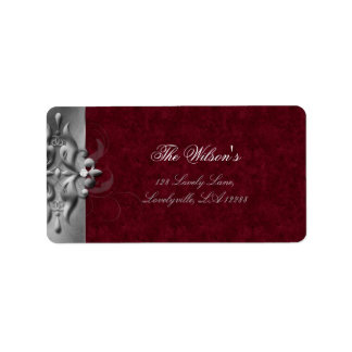 Elegant Xmas Wedding Label Jewels Red Adressaufkleber
