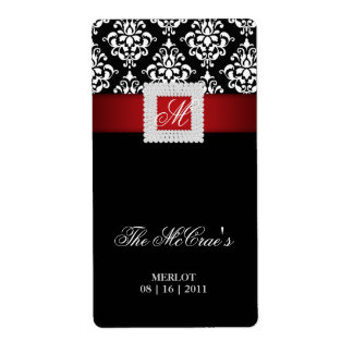 Elegant Xmas Wedding Wine Label Juwelen Red Black