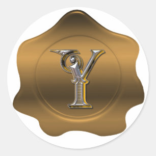 Elegant Y Monogram Bronze Wax Siegel Look Sticker