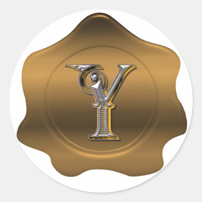 Elegant Y Monogram Bronze Wax Siegel Look Sticker (Vorderseite)