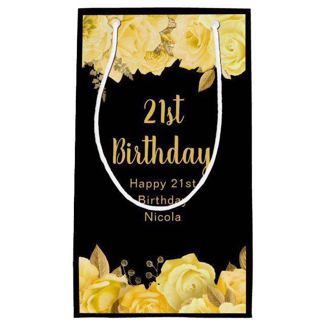 Elegant Yellow and Gold Flowers Birthday Party Kleine Geschenktüte (Vorderseite)