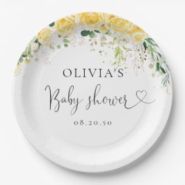 Elegant Yellow Baby Shower Paper Plate Pappteller