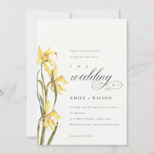 Elegant Yellow Daffodil Watercolor Wedding Einladu Dankeskarte