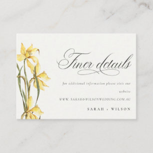 Elegant Yellow Daffodil Watercolor Wedding Website Begleitkarte