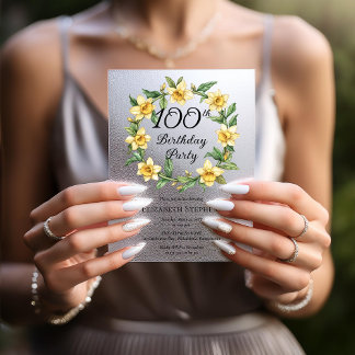 Elegant Yellow Daffodils Floral 100. Geburtstag