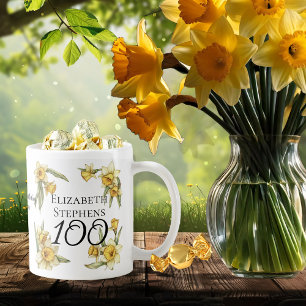 Elegant Yellow Daffodils Floral 100. Geburtstag Kaffeetasse