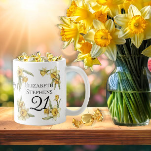 Elegant Yellow Daffodils Floral 21. Geburtstag Kaffeetasse