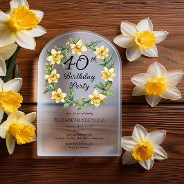 Elegant Yellow Daffodils Floral 40. Geburtstag Acryleinladungen