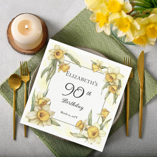 Elegant Yellow Daffodils Floral 90. Geburtstag Serviette