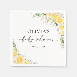 Elegant Yellow Detail Baby Shower Paper Serviette