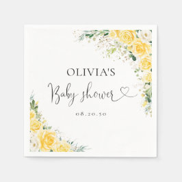 Elegant Yellow Detail Baby Shower Paper Serviette