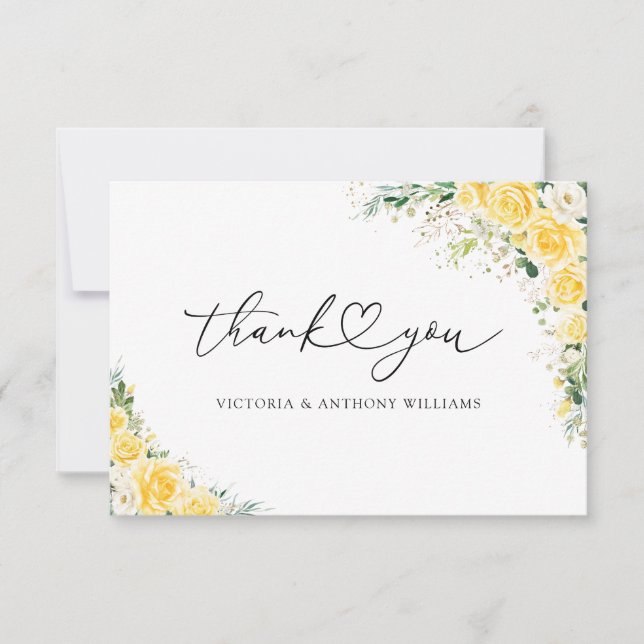 Elegant Yellow Flat Thank You Card Dankeskarte (Vorderseite)