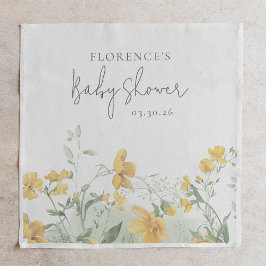 Elegant Yellow Floral Baby Shower Serviette