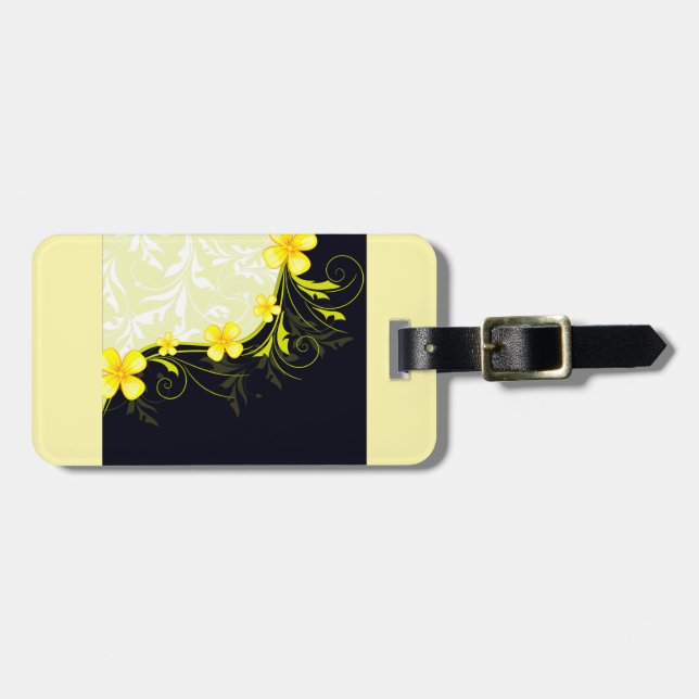 Elegant Yellow Floral Damask Gepäckanhänger (Vorderseite horizontal)