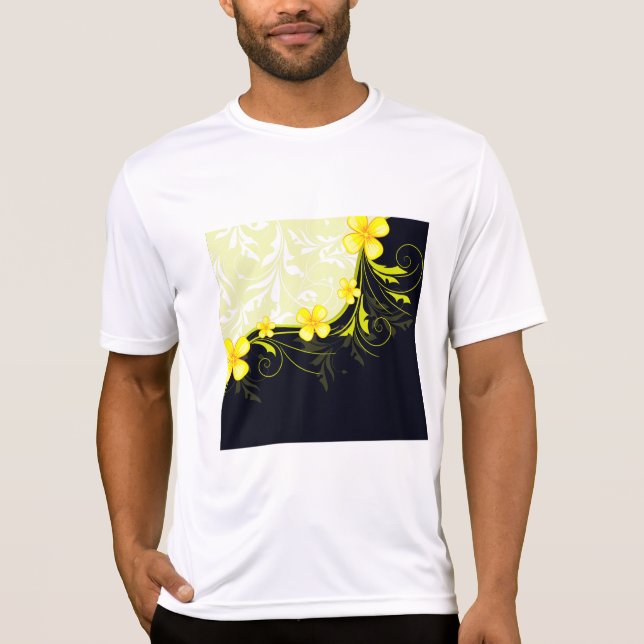 Elegant Yellow Floral Damask T-Shirt (Vorderseite)