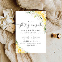 Elegant Yellow Floral Wedding Invitation