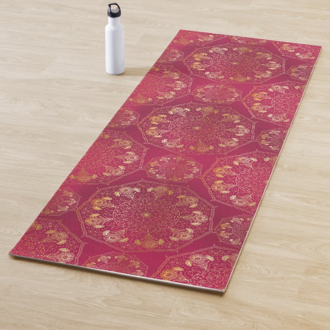 Elegant Yellow Gold Daisy Floral Mandala Pink Yogamatte (Beispiel)