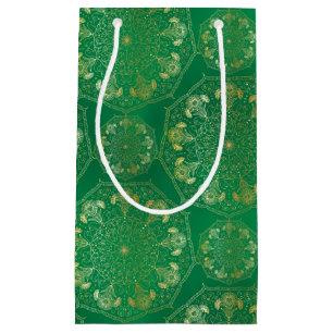 Elegant Yellow Gold Daisy Snowdrop Mandala Green Kleine Geschenktüte