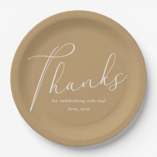 Elegant Yellow Graduation Party Danke Script Pappteller