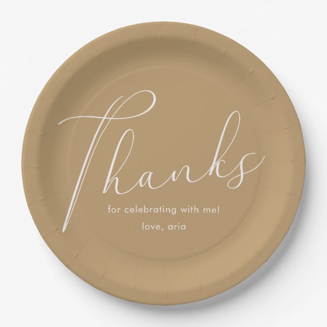 Elegant Yellow Graduation Party Danke Script Pappteller (Vorderseite)