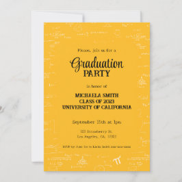 Elegant Yellow Hand-Lettering Math Graduation Einladung