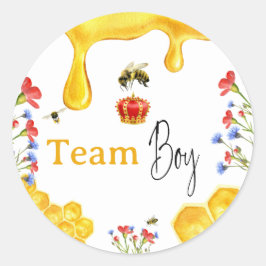 Elegant Yellow Honey Bee Floral Gender Revear Boy Runder Aufkleber