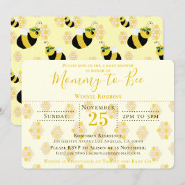 Elegant Yellow Honeycomb Mommy to Bee Baby Shower Einladung