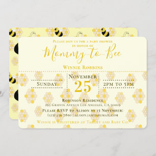 Elegant Yellow Honeycomb Mommy to Bee Baby Shower Einladung