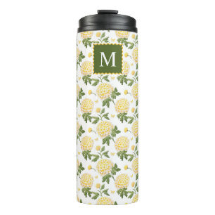 Elegant Yellow Hydragea Floral Monogram Thermosbecher