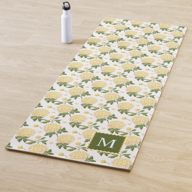 Elegant Yellow Hydragea Floral Monogram Yogamatte (Beispiel)