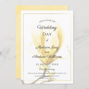 Elegant Yellow Magnolia Wedding Einladung