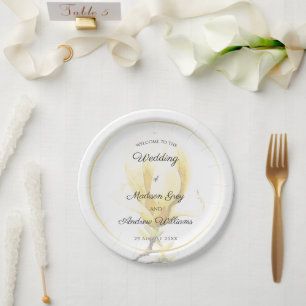 Elegant Yellow Magnolia Wedding Pappteller