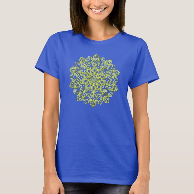 Elegant Yellow Mandala T-Shirt (Vorderseite)