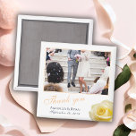 Elegant Yellow Rose Floral Foto Vielen Dank für Ih Magnet<br><div class="desc">Ein Lieblingsmagnet mit einem Hochzeitsfest, Braut- und Bräutigam-Namen und Hochzeitsdatum. Personalisieren Sie Ihre Hochzeit mit Foto und anderen Details. Der Text befindet sich in einem Skript und der Hintergrund ist weiß. Ein Blumenmagnet mit einer schönen gelben Rose. Ein eleganter und stilvoller Dankeschön Magnet - großartig als Geschenk für Ihre Hochzeitsgäste....</div>