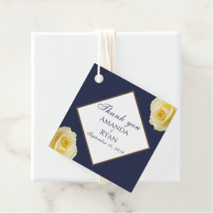 Elegant Yellow Rose Floral Wedding Vielen Dank Geschenkanhänger