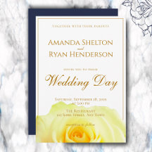 Elegant Yellow Rose Script Floral Wedding