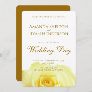 Elegant Yellow Rose Script Floral Wedding Einladung