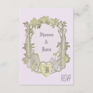 Elegant Yellow Rose Vintage Wedding Chuppah RSVP Karte