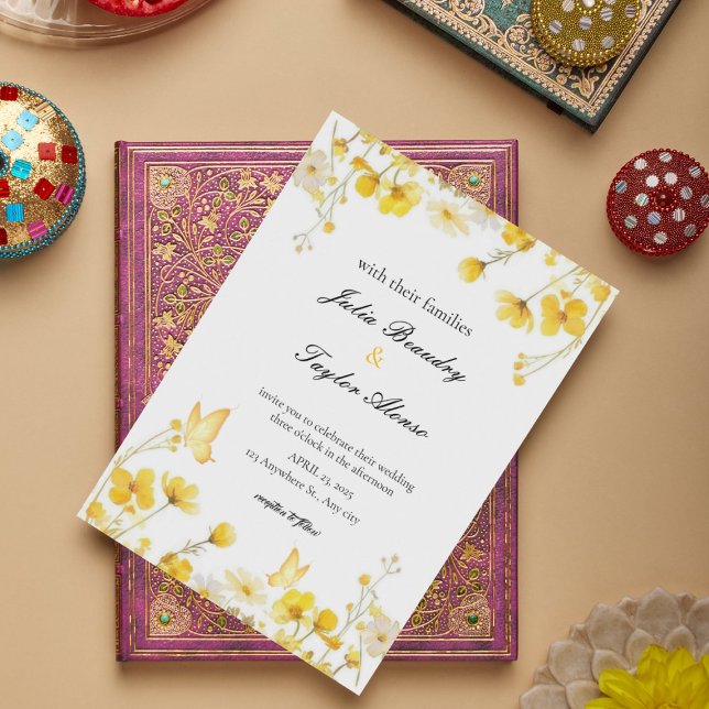 Elegant Yellow Rose Wedding Invite Einladung (Von Creator hochgeladen)