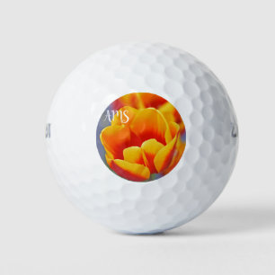 Elegant-Yellow-Tulip-Initialen auf der Rückseite Golfball