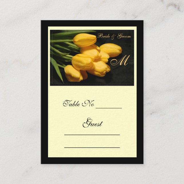 Elegant Yellow Tulip Wedding Table Platzkarte (Vorderseite)