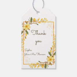 Elegant Yellow Watercolor Floral Bridal Shower Geschenkanhänger
