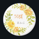 Elegant Yellow Wedding Anniversary 50. Monogramm Magnet<br><div class="desc">Eleganter Gelber Hochzeitanfänger 50. Monogramm Magnet . Es hat eine schöne elegante Gelbe Blume Kranz,  weißer Hintergrund,  ein anpassbares Monogramm. Es ist für ein 50. Hochzeitsgeschenk zum Jubiläum konzipiert. Hol es bald!</div>