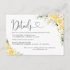 Elegant Yellow Wedding Details Card Begleitkarte